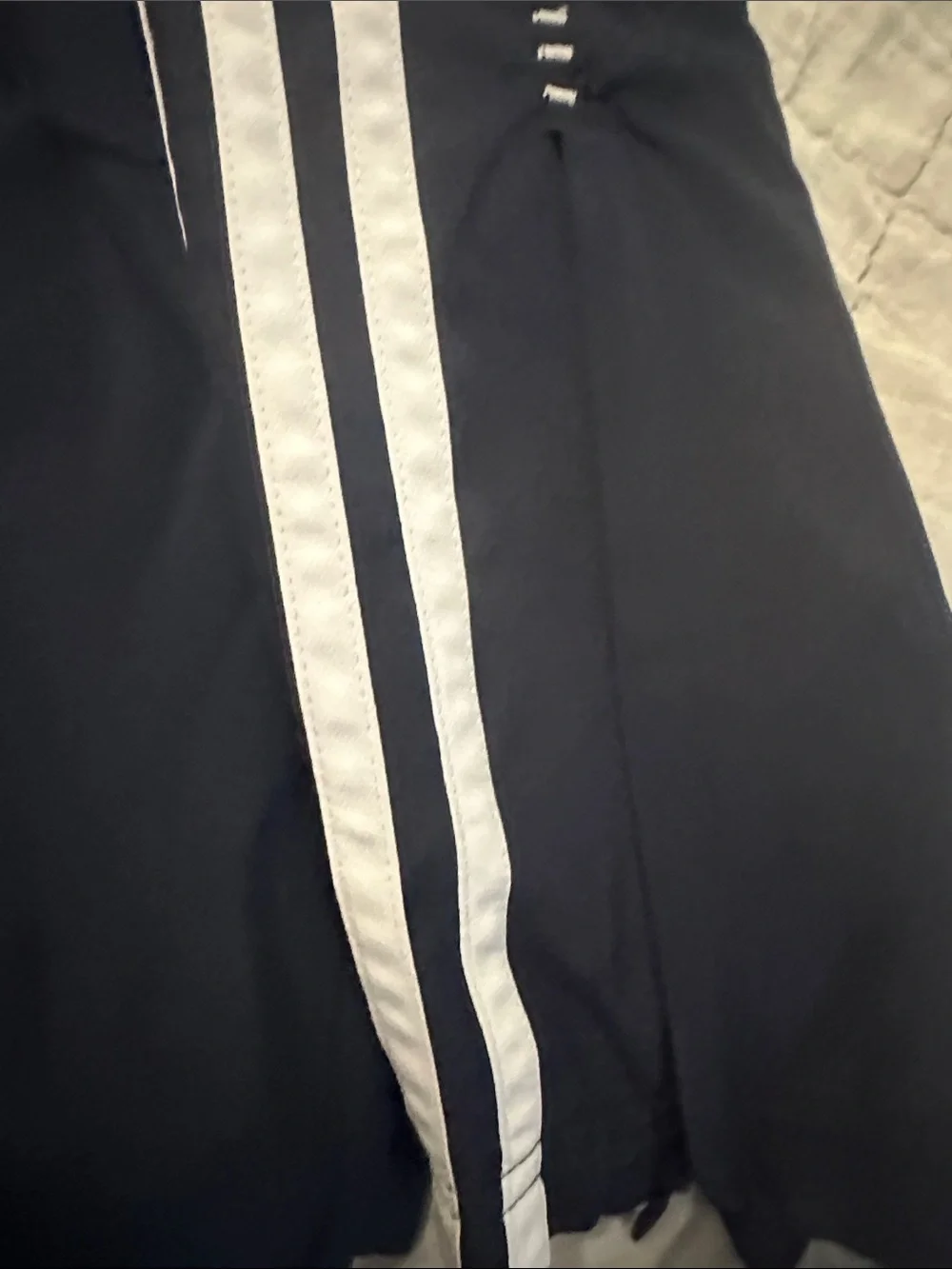Bundle adidas Grey TeeXL with Blue Print + Navy Stripe Track Pants and shorts